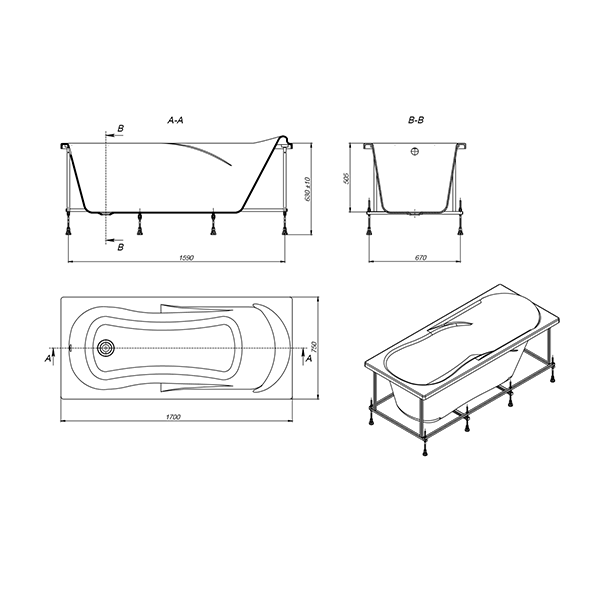 Акриловая ванна Roca Uno 170х75 ZRU9302870