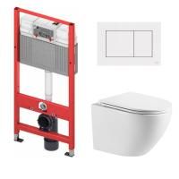 Комплект инсталляции TECEbase kit 9400413 c кнопкой и унитазом WeltWasser WW MERZBACH 043 GL-WT