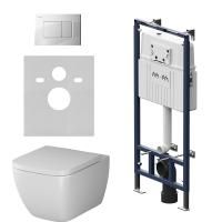 IS100201.901701 Инсталляция MasterFit с клавишей S глянц белый с подвесным унитазом Gem  FlashClean с сиденьем