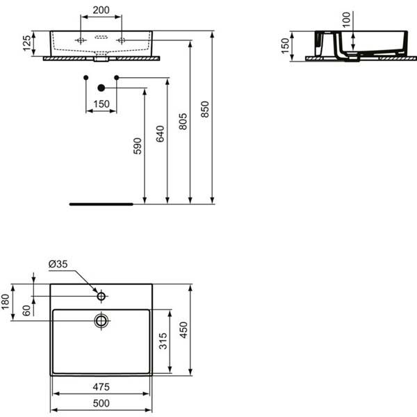 Умывальник Ideal Standard Extra T372601 50 см