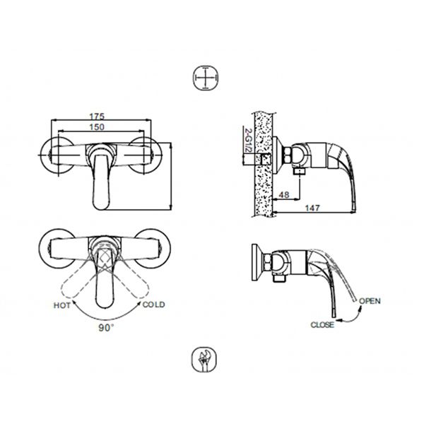 Смеситель для душа Bravat Fit F9135188CP-01