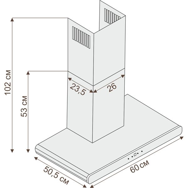 Кухонная вытяжка Ciarko Quatro White Slim 60 inox (1100 m3)