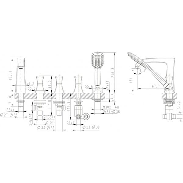 Смеситель на борт ванны Bravat Whirlpool F578112C