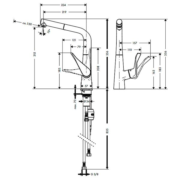 Смеситель для мойки Hansgrohe Metris 14821000