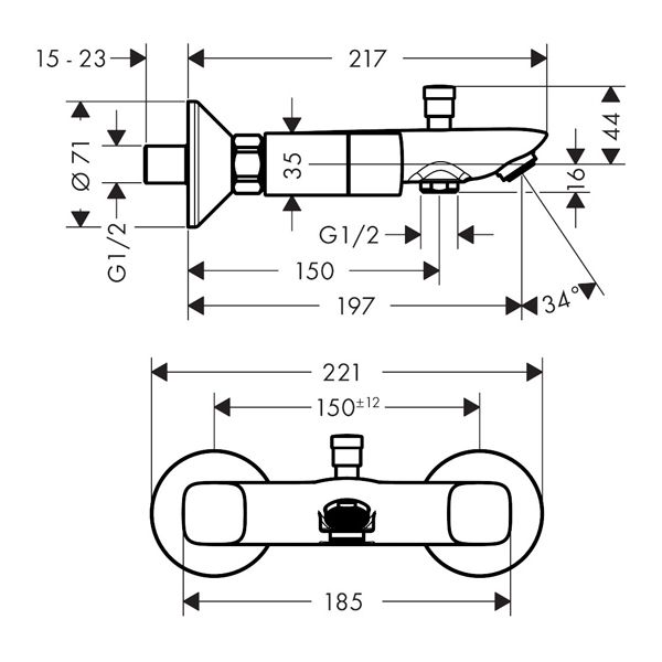 Смеситель для ванны с душем Hansgrohe Logis 71243000