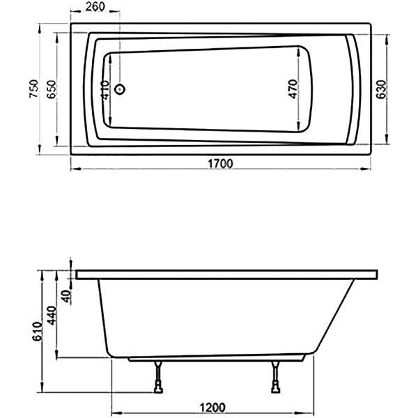 Ванна акриловая Ravak DOMINO PLUS 170х75 белая