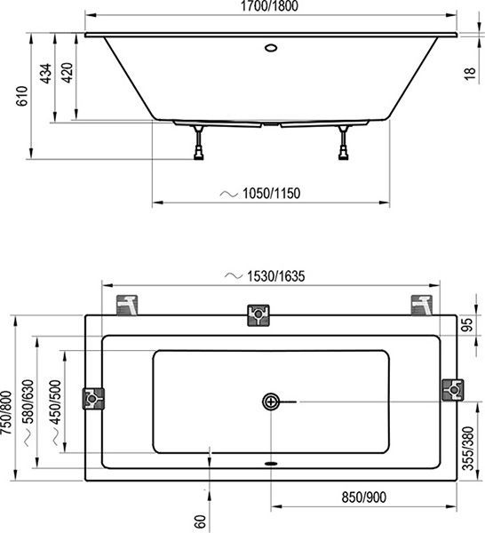 Акриловая ванна Ravak Formy 01 Slim 180x80 C881300000