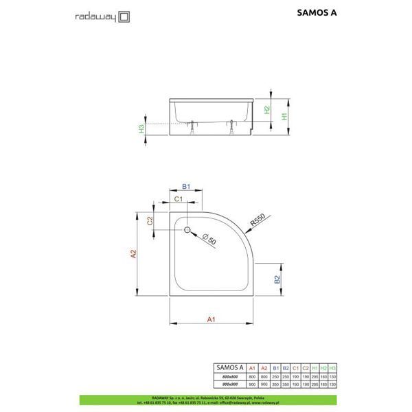 Душевой поддон Radaway Samos A 80x80 4S88300-03