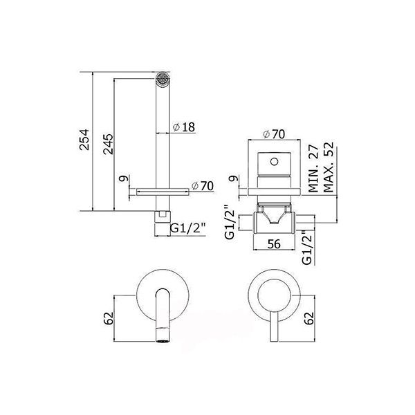 Смеситель скрытого монтажа для умывальника Paffoni Light LIG007ST70