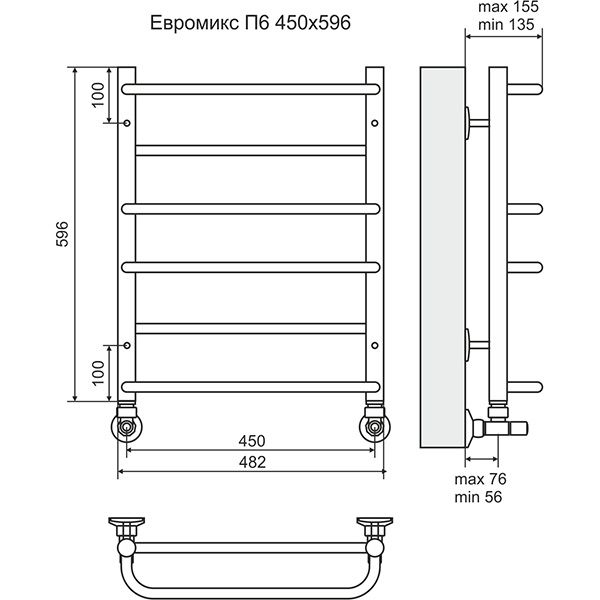 Полотенцесушитель Terminus Евромикс П6 450х596