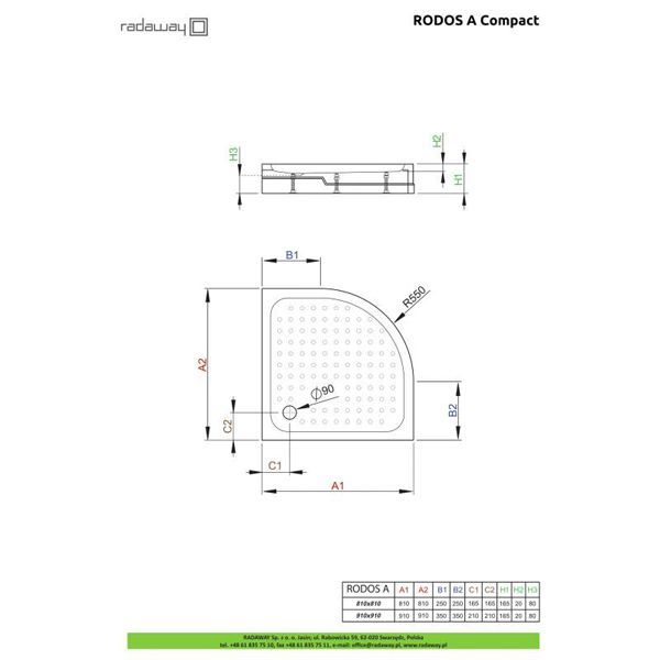 Душевой поддон Radaway Rodos A Compact 90x90 4P99155-03