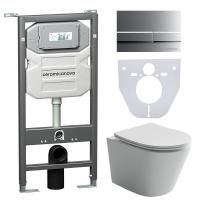 Сет 4 в 1: Инсталляция с кнопкой+унитаз+шумоизоляция Ceramicanova, CN6000_1002M_1000
