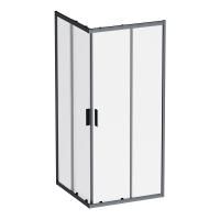 W90G-403-9090BT Gem Душевое ограждение AM.PM квадратн.,раздвиж.двери 90x90 черный мат.,стекло прозрачное