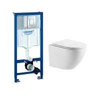 Комплект инсталляции GROHE Rapid SL 3 в 1 с панелью смыва Skate Cosmopolitan, хром (38772001) и унитазом WeltWasser WW MERZBACH 043 GL-WT