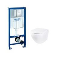 Комплект инсталляции GROHE Rapid SL 3 в 1 с панелью смыва Skate Cosmopolitan, хром (38772001) и унитазом Roxen Antares Tornado 530205-01