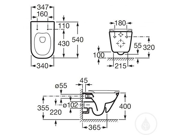 Унитаз подвесной Roca Gap 35x54, безободковый, 34647L000