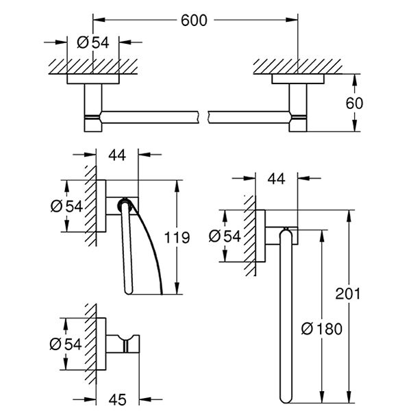 Набор аксессуаров 4 в 1 Grohe Essentials 40776001