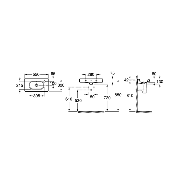 Умывальник Roca N-Meridian 55x32 правый 32724Y000