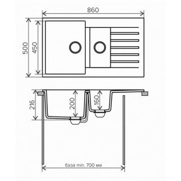 Кухонная мойка Tolero R-118 50x86 бежевый