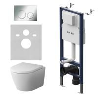 IS90151.741701 Инсталляция с клавишей PrimeFit L глянц хром с подвесным унитазом Sense FlashClean с сиденьем м/лифт