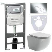 Сет 4 в 1: Инсталляция с кнопкой+унитаз+шумоизоляция Ceramicanova, CN3009_1001CH_1000