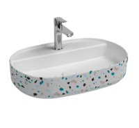 Раковина накладная ISVEA Infinity 60 см. цвет лососевый матовый Terrazzo 10NF65060SV-2L-TRZ