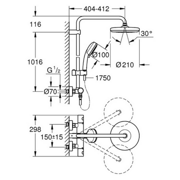 Душевая система Grohe Tempesta Cosmopolitan System 210 27922001