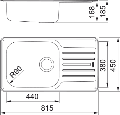 Кухонная мойка FRANKE 101.0736.118 из нержавеющей стали LNX 611-82 (стоп-вентиль в комплекте)