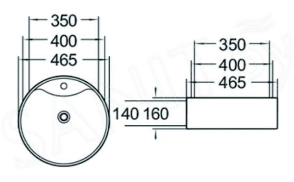 Раковина SantiLine SL-1070 40х40 белая