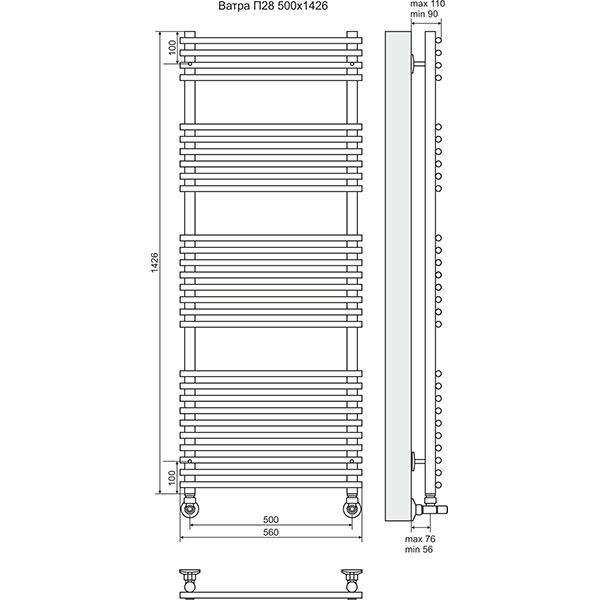 Полотенцесушитель Terminus Ватра П28 500х1426