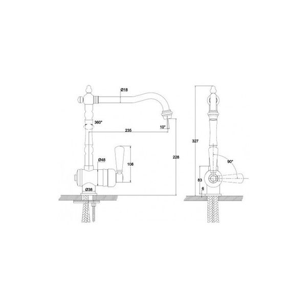 Смеситель для мойки Kaiser Vincent 31066-3Br бронза