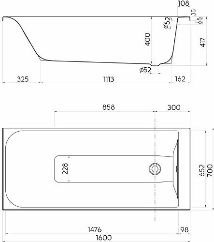 Акриловая ванна Kolo Rekord XWP1660000 160х70