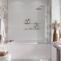 Стеклянная перегородка, шторка на борт ванны Reflexion RX14050CСR-07 140х50см фиксированная, прозрачное закаленное стекло 8мм, хромированный профиль