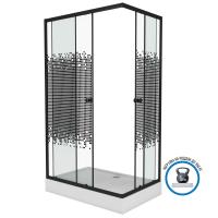 Душевой уголок Niagara Eco NG-018-14Q BLACK (100х80х195) низкий поддон(13см),черный,стекло мозаика,