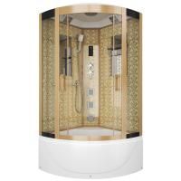 Душевая кабина Niagara Luxe NG-7710G (100x100х215) высокий поддон(45см),дверь раздвижная,стенки золото,4 места