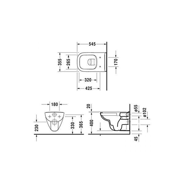 Унитаз подвесной Duravit D-Code 45700900A1 крышка-сиденье SoftClose безободковый