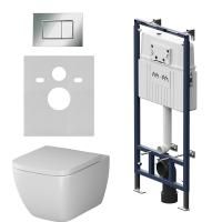 IS100251.901701 Инсталляция MasterFit с клавишей S глянц хром с подвесным унитазом Gem FlashClean с сиденьем