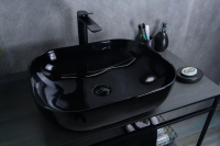 Накладная черная глянцевая раковина для ванной Gid BL1302 53347