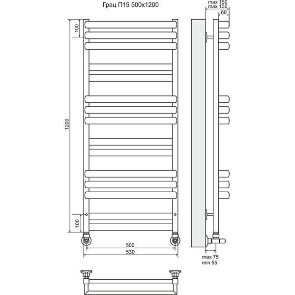 Полотенцесушитель Terminus Грац П15 500х1200