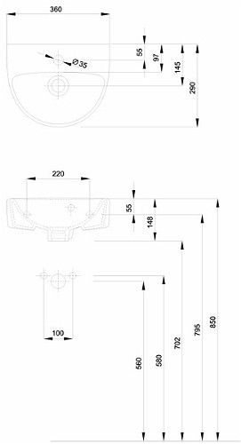 Умывальник Kolo Nova Pro M32136000 36 см