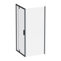 W90G-404-9090-BT Gem Душевое ограждение AM.PM квадрат, распашн дверь 90x90 мат черный, стекло прозрачное