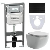Сет 4 в 1: Инсталляция с кнопкой+унитаз+шумоизоляция Ceramicanova, CN3009_1002B_1000