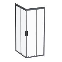 W90G-404-100280-BT Gem Душевое ограждение AM.PM 100х80 прям.,стекло прозрачное, профиль черный мат.,без поддона