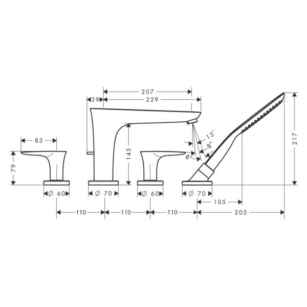 Смеситель на борт ванны Hansgrohe PuraVida 15446400