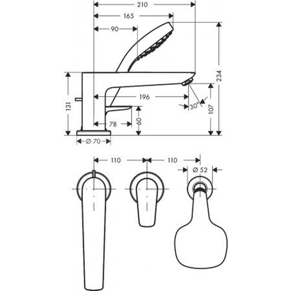 Смеситель на борт ванны Hansgrohe Talis E 71731000