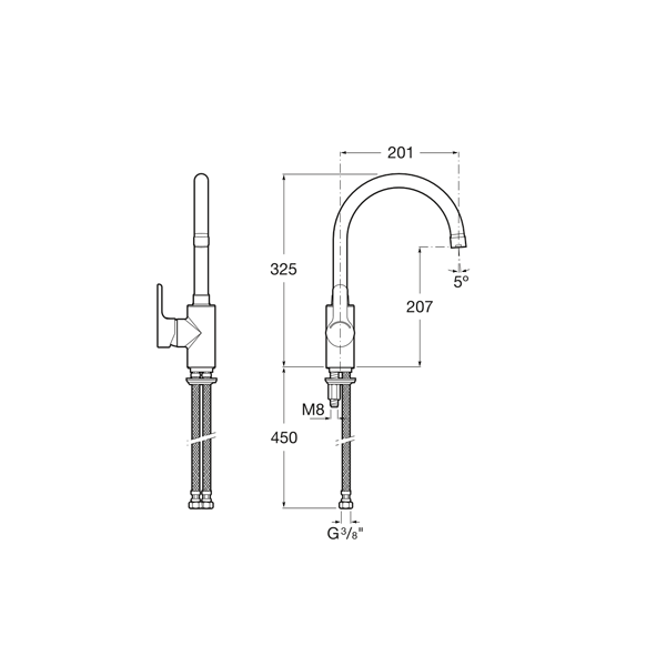 Смеситель для мойки Roca L20 5A8409C0M