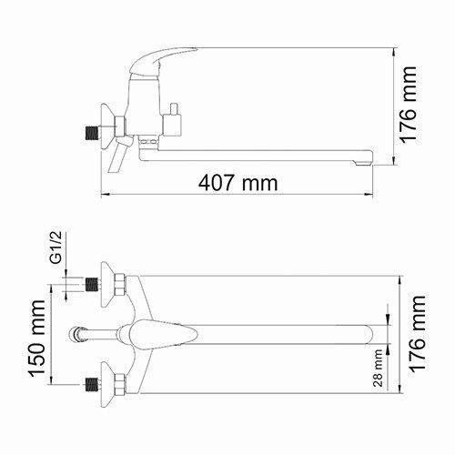 Смеситель для ванны WasserKRAFT Isen 2602L универсальный