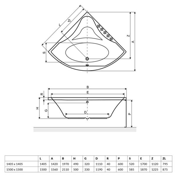 Акриловая ванна Excellent Konsul 150x150 WAEX.KON15WH