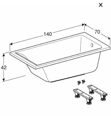 Акриловая ванна Kolo Supero 5340000 140x70 с ножками