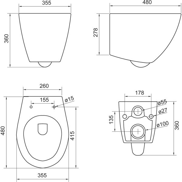 Унитаз подвесной BelBagno Alba BB125CH